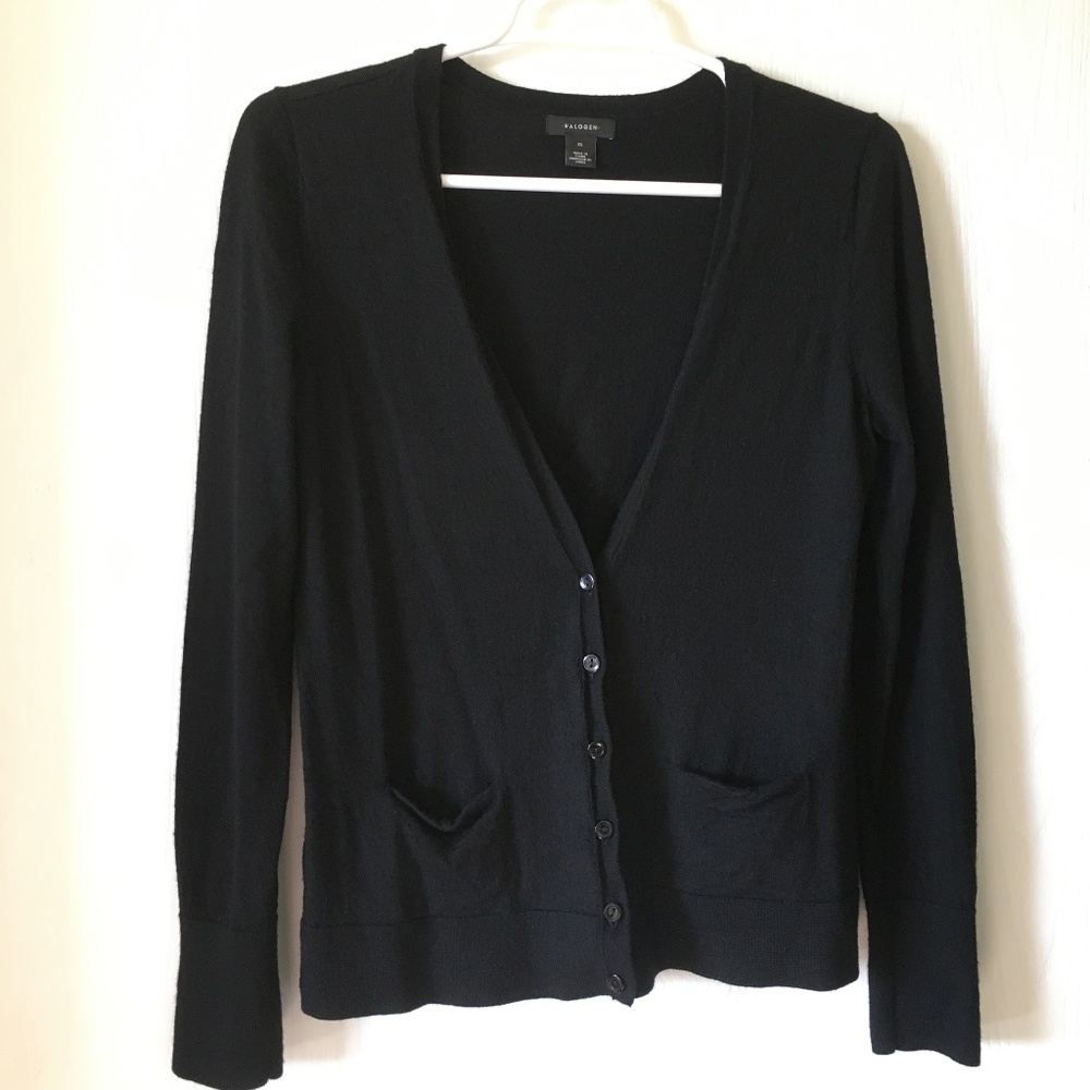 Halogen women's black wool cardigan. Size M.